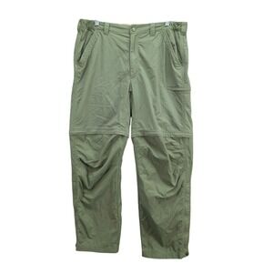 LL Bean Men's Convertible Cargo‎ Hiking Pants Size L Olive Green Nylon Zip Off